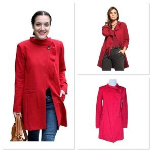 CAbi Style #3546 Red Square Celebration Jacket Women’s Small Houndstooth Ruffles